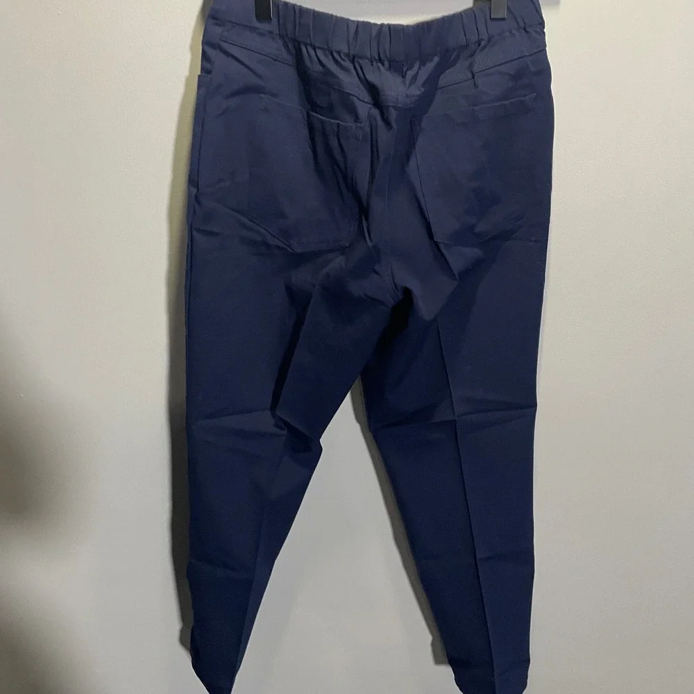 Isaac Mizrahi Live 24/7 Stretch Tapered‎ Ankle Pants Navy Blue Womens 12P Petite